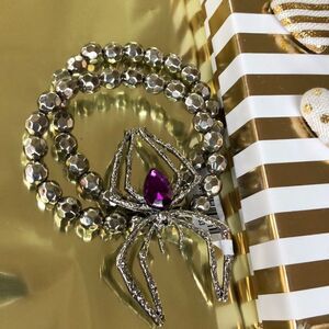 VINTAGE SPIDER Goth Stretch Bracelet purple crystal NEW